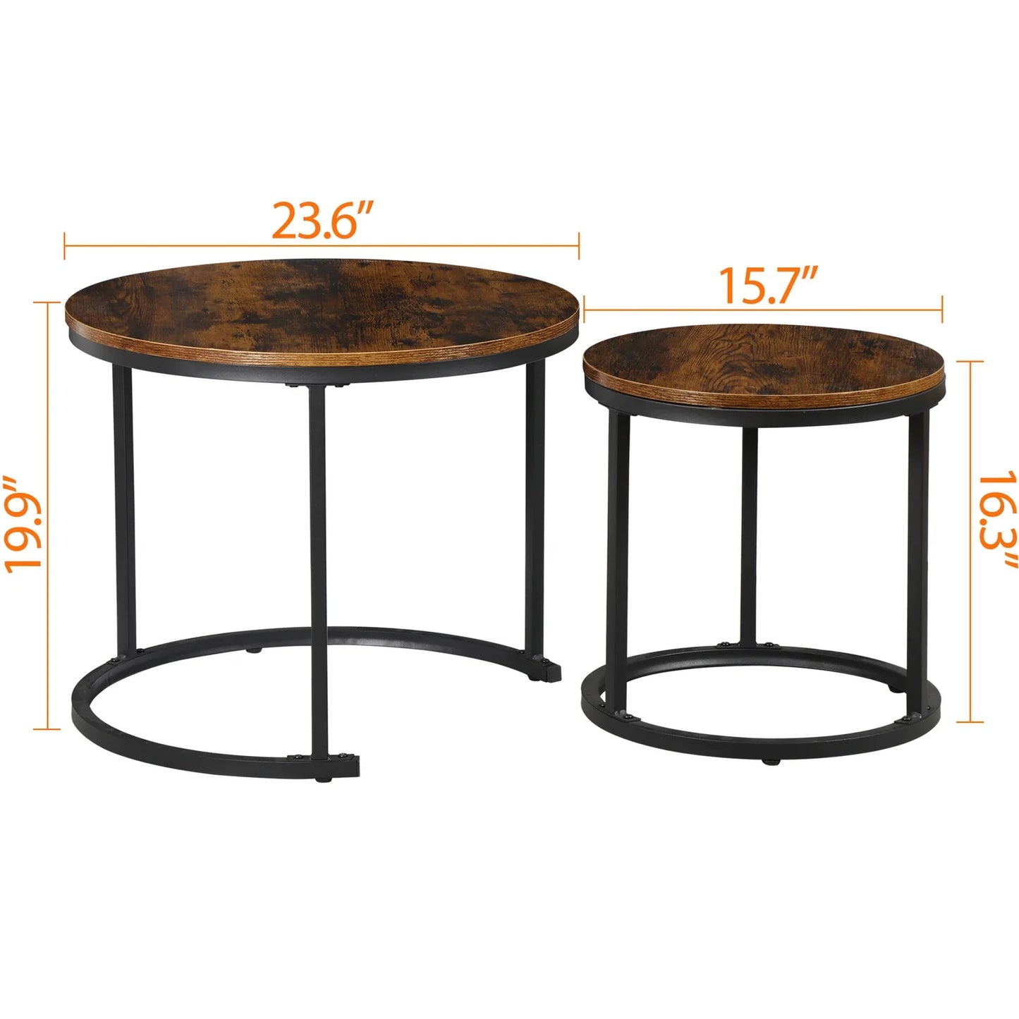 Nesting Coffee Tables 2 With Wooden Tops And Metal Frames