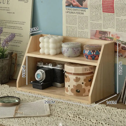 Solid Wood Cosmetics Storage Rack Multifunctional Organizer Desktop Cup Sample Storage Box Multi-layer Wooden Retro Storage Rack