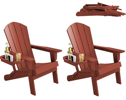 FOOWIN Folding Adirondack Chair With Cup Holder Outdoor