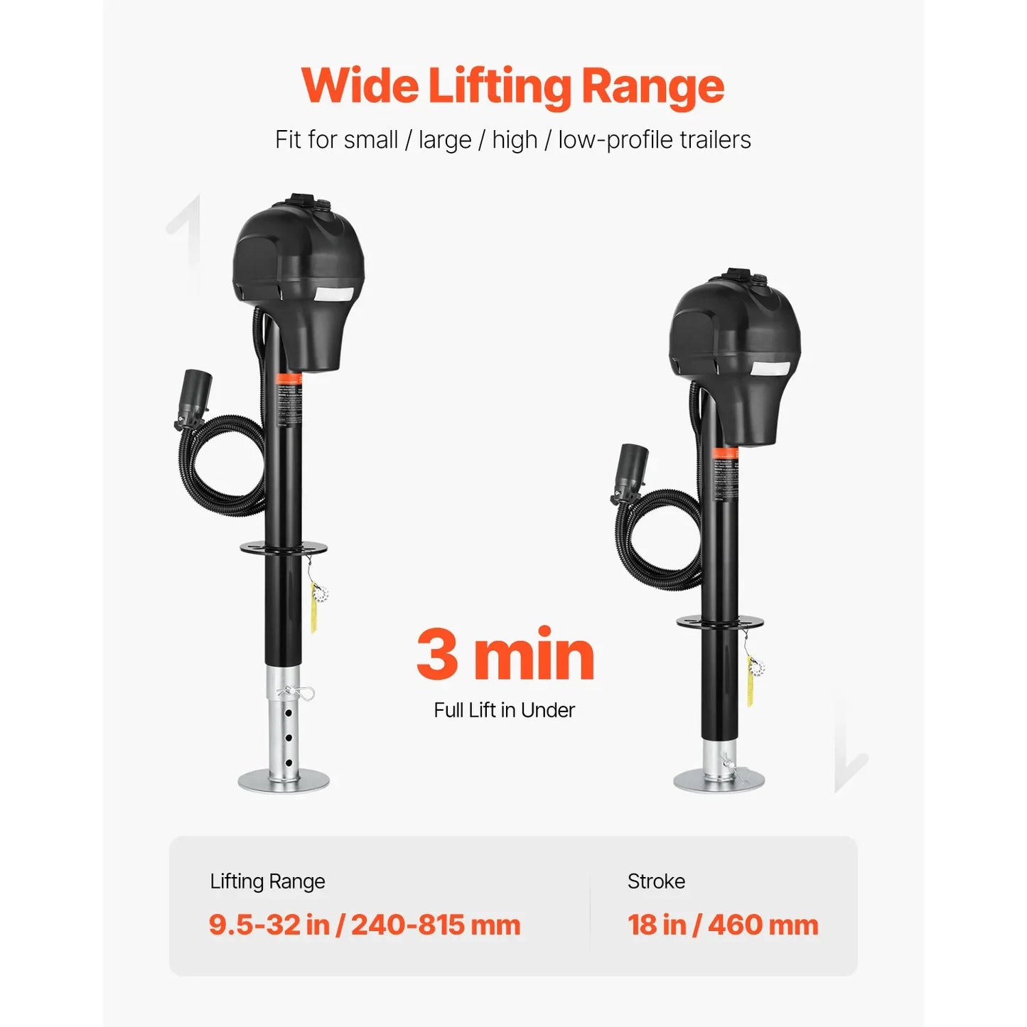 SucceBuy 12V Electric Trailer Jack 7 Pin Connector Crank Handle Lift 5000 Lb