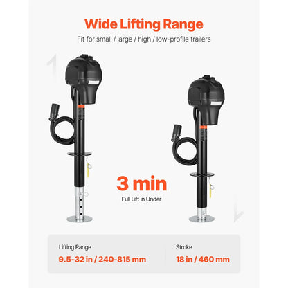 SucceBuy 12V Electric Trailer Jack 7 Pin Connector Crank Handle Lift 5000 Lb