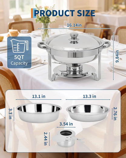 Stainless Steel Round Chafing Dish Buffet Set With Water Pans