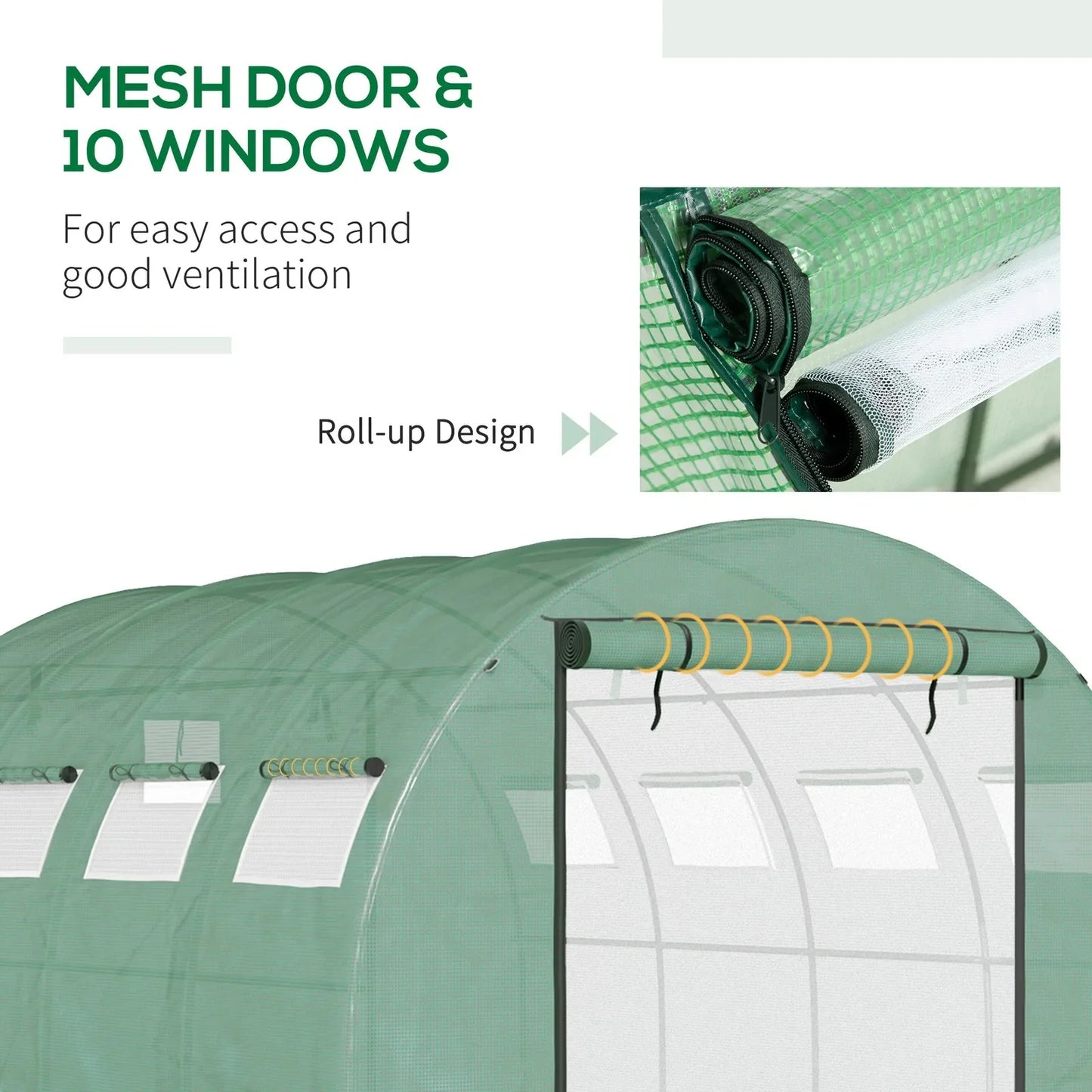 Tunnel Greenhouse With Mesh Doors Galvanized Steel Frame