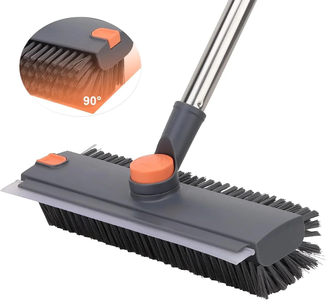 Floor Scrub Brush With Long Handle 3-In-1 Heavy Duty Scrubber