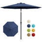 9FT Patio Umbrella With Crank & Tilt, Outdoor Market Umbrella, UV Protection Waterproof For Pool Deck, 8 Ribs Iron Frame