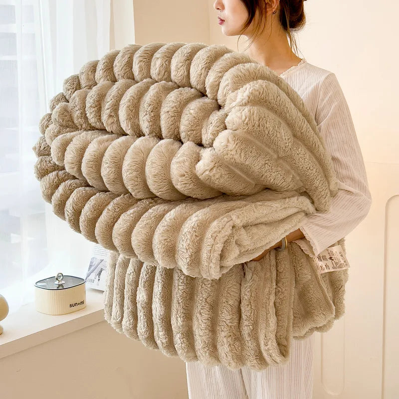 Thickened Wide Striped Flannel Multifunctional Blanket Spring, Can Be Used As Bed Sheet Cover Blanket, Sofa Blanket,nap Blanket