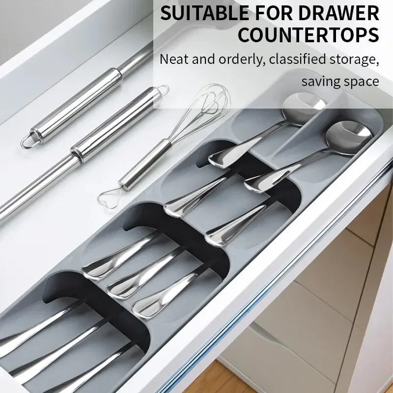 Multi-purpose Cutlery Storage Tray Cutlery Fork Spoon Compartmentalized Storage Box Kitchen Tableware Categorized Storage Boxes