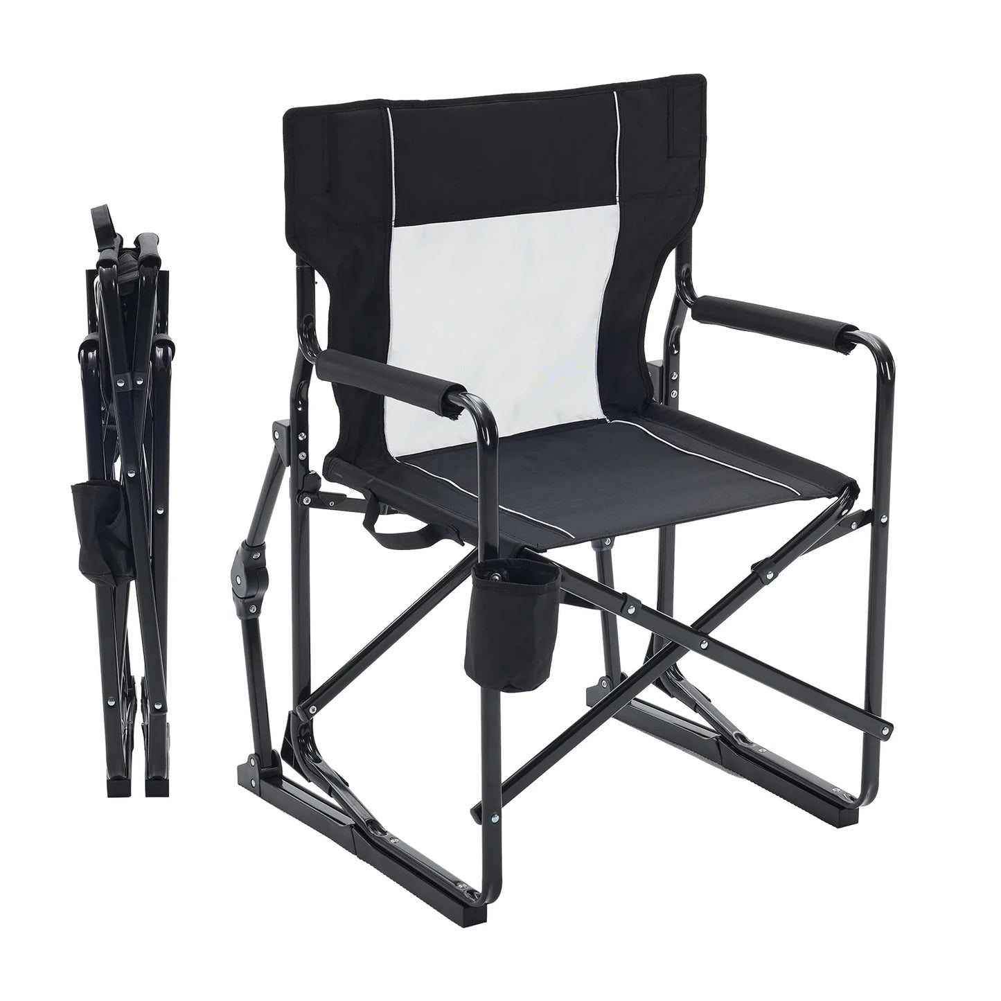 JHK Outdoor Folding Rocking Chair Portable Camping Patio Lounge
