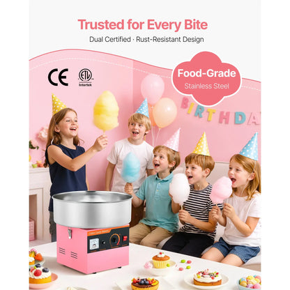 SucceBuy Cotton Candy Machine 1000W Electric Floss Maker Stainless Bowl