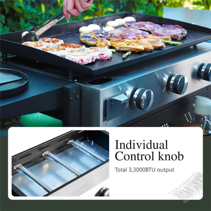 Ceramic Coated Cast Iron Griddle Portable Propane Grill 33000 BTU