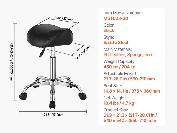 SucceBuy Saddle Stool with Wheel Ergonomic Swivel Chair