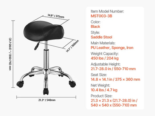 SucceBuy Saddle Stool with Wheel Ergonomic Swivel Chair