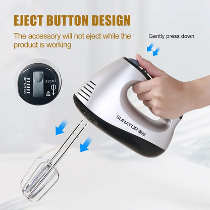 SUNATUR 300W Electric Hand Mixer - 5-Speed Egg Beater with Storage Base&Stainless Steel Attachments