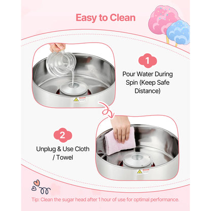 SucceBuy Cotton Candy Machine 1000W Electric Floss Maker Stainless Bowl