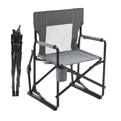 JHK Outdoor Folding Rocking Chair Portable Camping Patio Lounge