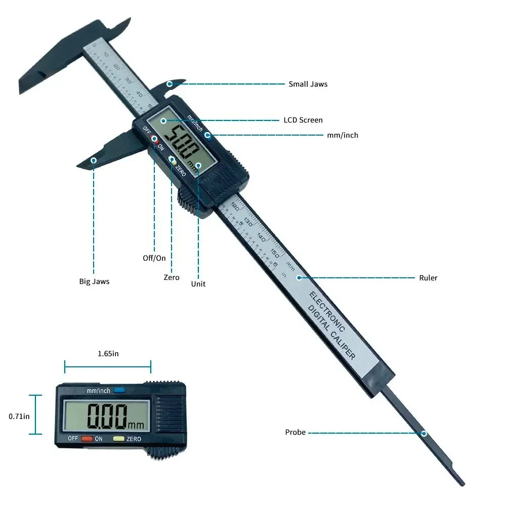 Electronic Digital Caliper 150mm/100mm | Carbon Fiber Vernier Gauge Micrometer Measuring Tool
