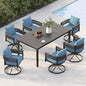 Outdoor Dining Set With Woven Metal Chairs And Cushions