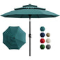 10FT 3-Tier Patio Umbrella Vented Outdoor Table Market Umbrella With Crank & Tilt Sunshade Fade Resistant For Pool Deck Yard