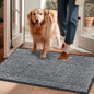 Super Absorbent Dog Door Mat for Muddy Paws, Quick Dry Washable Pet Rug, Non-Slip Indoor Outdoor Entryway, Grey