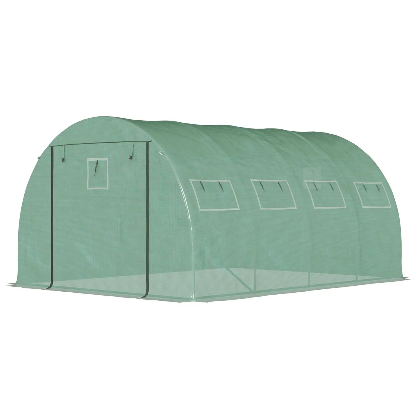 Tunnel Greenhouse With Mesh Doors Galvanized Steel Frame