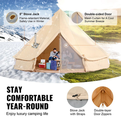 SucceBuy Canvas Bell Tent For Four Season Camping Yurt