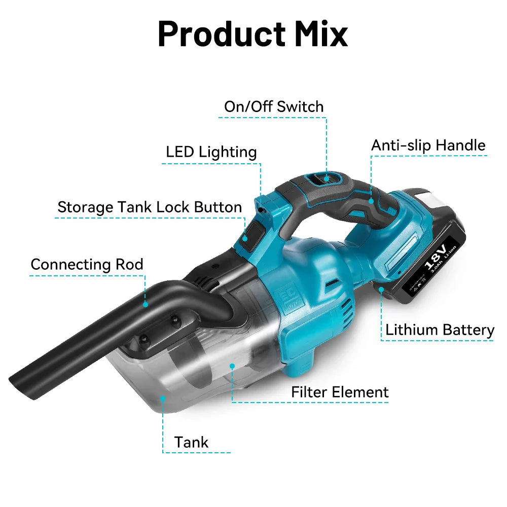 YEARTOP 18V Cordless Handheld Vacuum Cleaner For Makita Battery