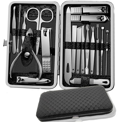 Stainless Steel 19 Piece Grooming Kit With Nail Clippers