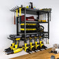 Power Tool Storage Wall Mounted Rack 4 Layer Power Drill Tool Holder Heavy Duty Tool Shelf for Garage, Workshop