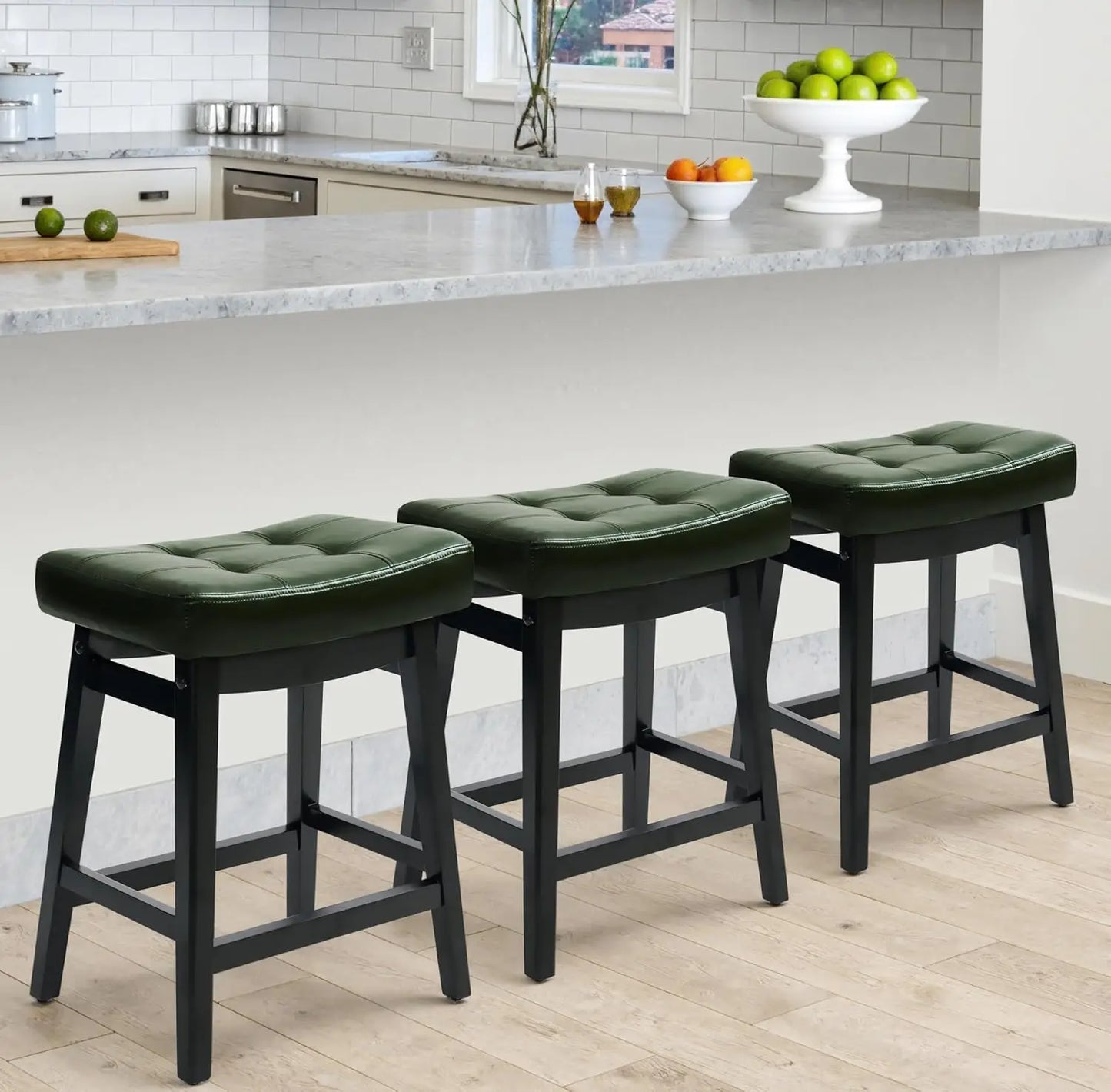 Counter Height Bar Stools Set of 3 Backless Farmhouse Style
