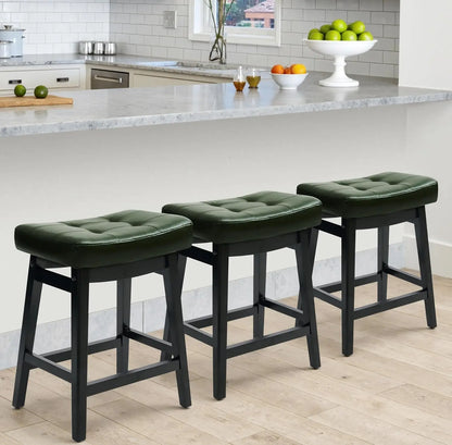 Counter Height Bar Stools Set of 3 Backless Farmhouse Style