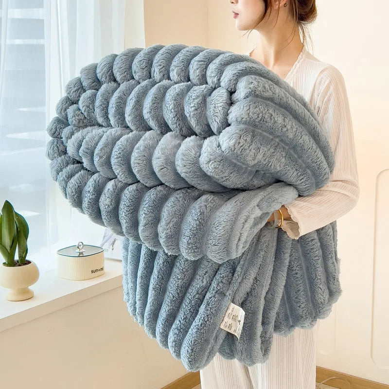 Thickened Wide Striped Flannel Multifunctional Blanket Spring, Can Be Used As Bed Sheet Cover Blanket, Sofa Blanket,nap Blanket