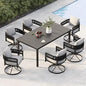 Outdoor Dining Set With Woven Metal Chairs And Cushions