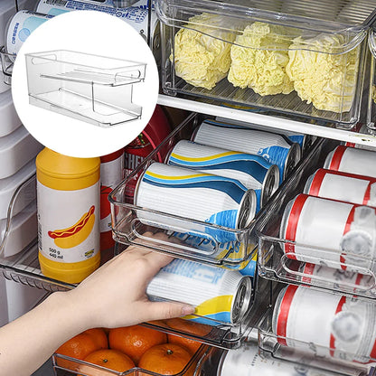 Refrigerator Can Drink Holder Rolling Can Dispenser Pop Soda Beer Storage Bins Stackable 2Tier Beverage Can Organizer for Fridge