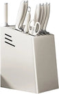 Knife Block with Drain Tray, Knife Holder without Knives, Kitchen Storage Knife Rack Decoration, Slanted Knife Stand