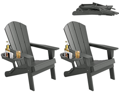 FOOWIN Folding Adirondack Chair With Cup Holder Outdoor