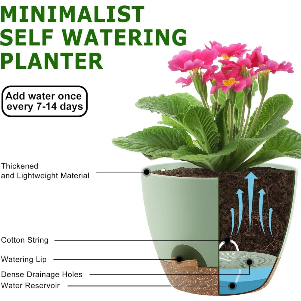 NBVCX Self Watering Plant Pots With Drainage Saucers Indoor Outdoor