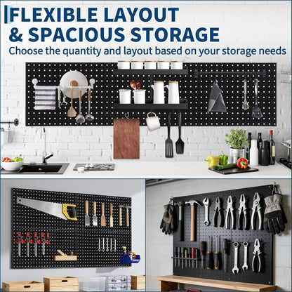 4 PCS Metal Pegboard Panels 48"X24" Peg Board Wall Organizer with Flexible Layout for Garage Storage,Workshop,Craft Room Tool