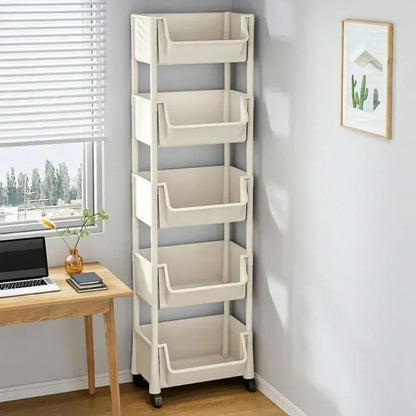Mobile Storage Shelf] Mobile Plastic Storage Shelf Unit with Wheels - Practical Shelf for Living Room, Bedroom, Dormitory Amagi