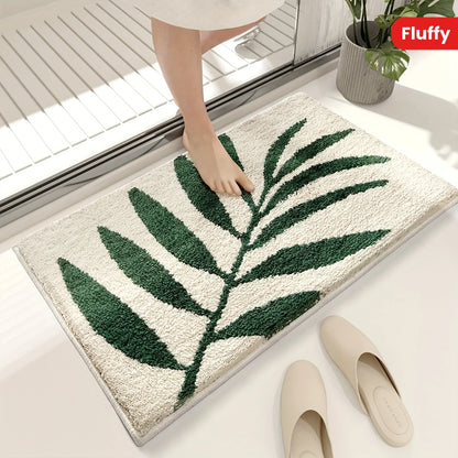 VIKAMA Green Leaf Carpet Soft Absorbent Floor Mat Bathroom Mat Toilet Door Mat Rug For Bedroom Outdoor Carpet Home Decoration