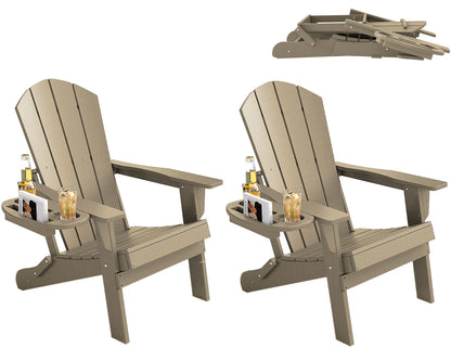 FOOWIN Folding Adirondack Chair With Cup Holder Outdoor