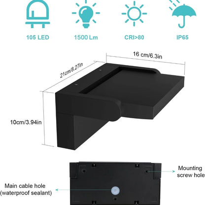 18W LED Outdoor Wall Light 1500LM IP65 Waterproof Wall Lamp Motion Sensor Outdoor Lighting Porch Lights Balcony Garden Lights