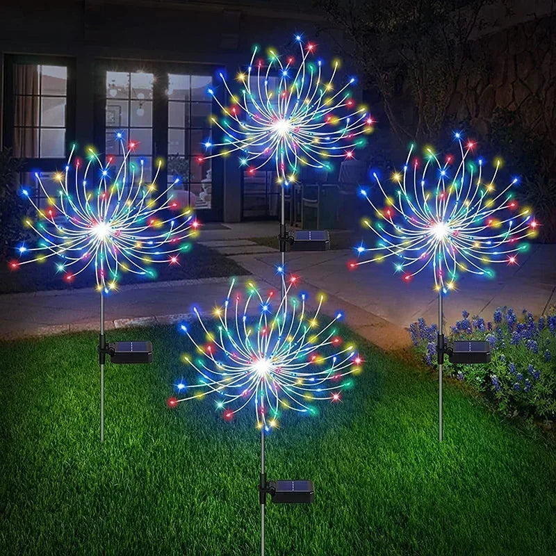 Solar LED Firework Fairy Light Outdoor Garden Decoration Lawn Pathway Light For Patio Yard Party Christmas Wedding