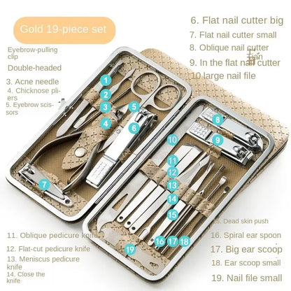 Stainless Steel 19 Piece Grooming Kit With Nail Clippers