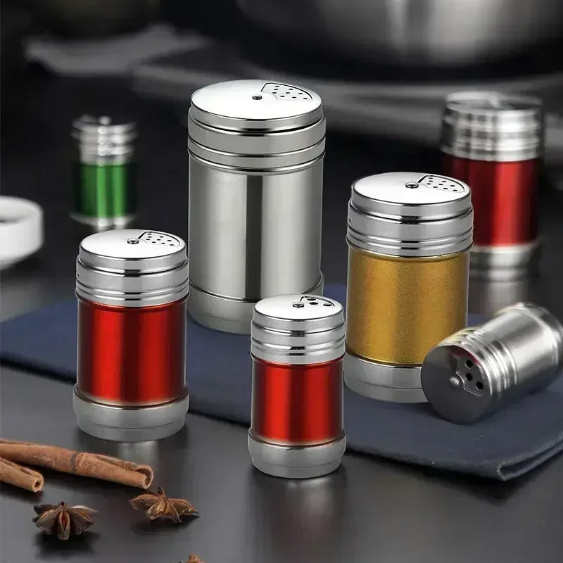 Stainless Steel Spice Jar | Rotating Cover Salt and Pepper Shaker for Barbecue and Kitchen