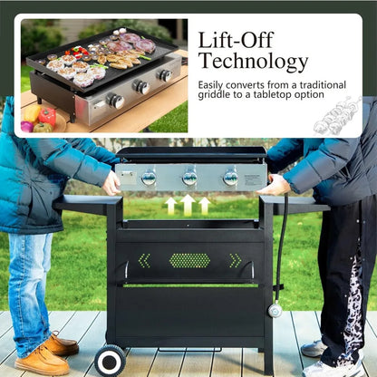 Ceramic Coated Cast Iron Griddle Portable Propane Grill 33000 BTU