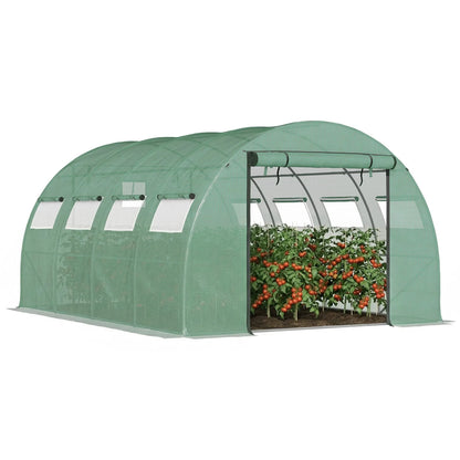 Tunnel Greenhouse With Mesh Doors Galvanized Steel Frame