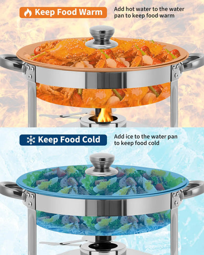 Stainless Steel Round Chafing Dish Buffet Set With Water Pans