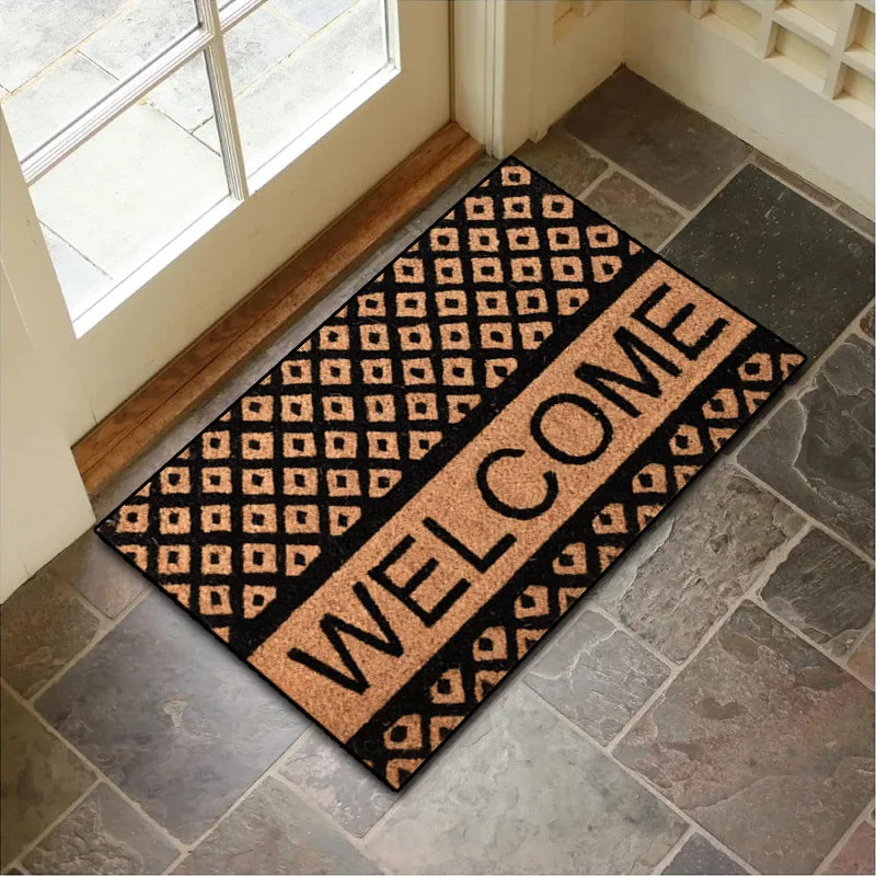 VIKAMA Crystal Velvet Floor Mat Stone Wood Grain Entryway Door Mat Entry Non-Slip Foot Mat Home Decoration Small Carpet 40x60cm