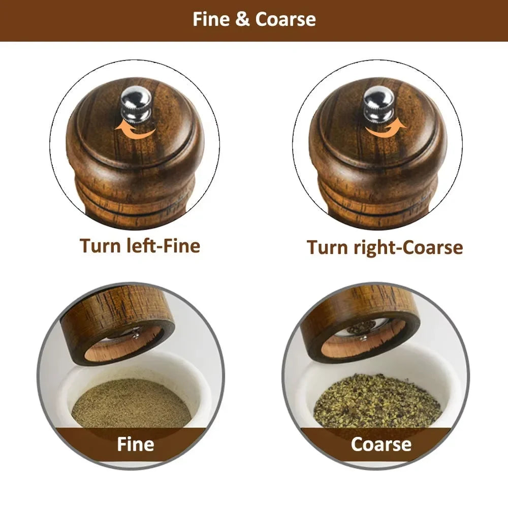 1 Piece Wood Pepper Grinder Pepper Mill Adjustable Coarseness Wooden Pepper Salt Mill Grinder Salt and Pepper Mills Shaker