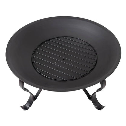 30-inch Round Steel Outdoor Fire Pit with Mesh Cover and Poker in Bronze